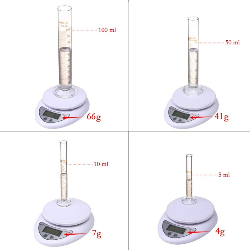 BOMEX Glass Graduated Cylinder Set Thick Measuring Cylinders 5ml 10 ml 50ml 100ml with 2 Glass Stirring Rod and 1 Brush - Image 4